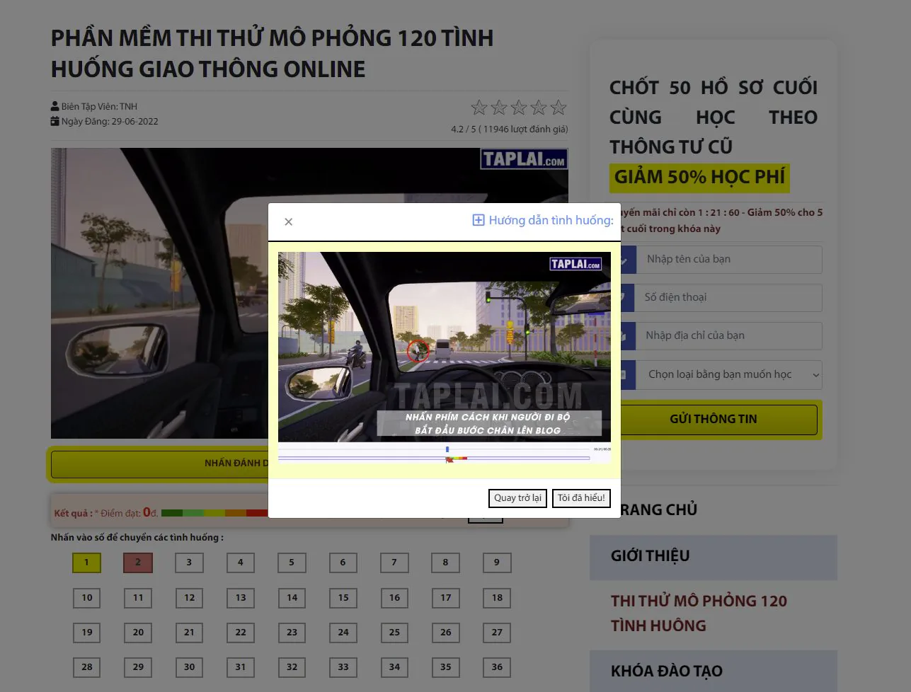 Hướng dẫn thi thử 120 câu mô phỏng GPLX B2 bằng máy tính