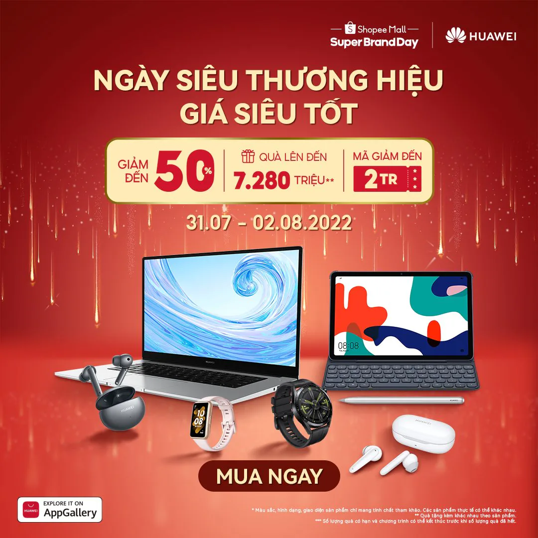 HUAWEI tung ngàn ưu đãi giảm khốc liệt đến 50% trong Ngày Hội Siêu Thương Hiệu 2022 trên Shopee