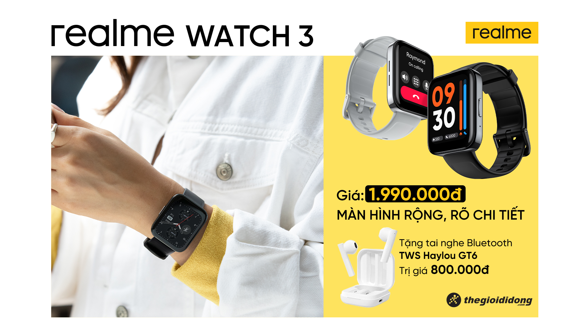 Smartwatch realme Watch 3 ra mắt thị trường Việt Nam - Nghe gọi ngay trên đồng hồ, màn hình ấn tượng