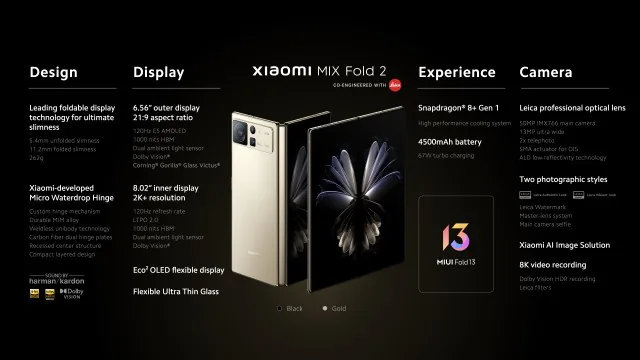 Xiaomi Mix Fold 2 ra mắt với thiết kế mỏng, đẹp và có ống kính hợp tác với Leica