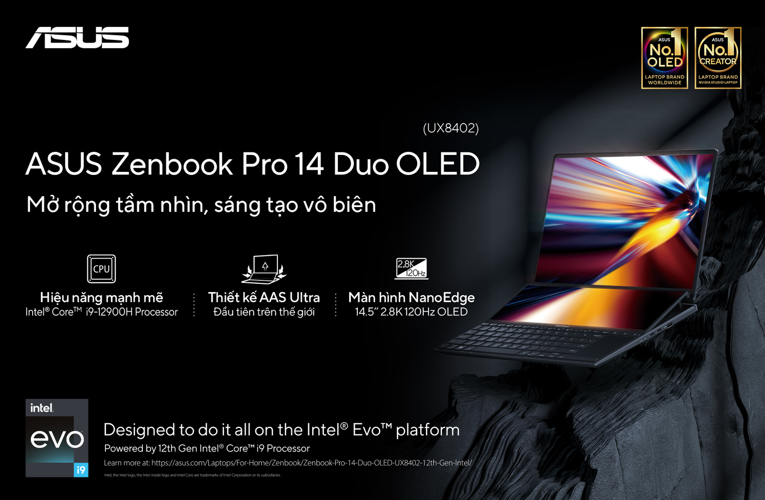 ASUS ra mắt Zenbook Pro 14 Duo OLED (UX8402) - Laptop hai màn hình thế hệ tiếp theo
