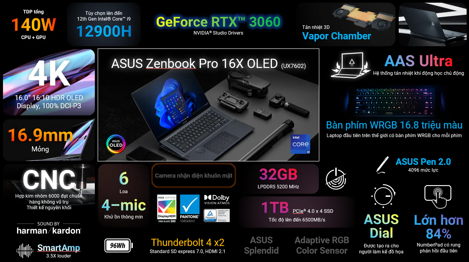 Trên tay laptop Zenbook Pro 16X OLED với thiết kế AAS Ultra đột phá, tản nhiệt hiệu quả với cấu hình mạnh mẽ cho những nhà sáng tạo nội dung