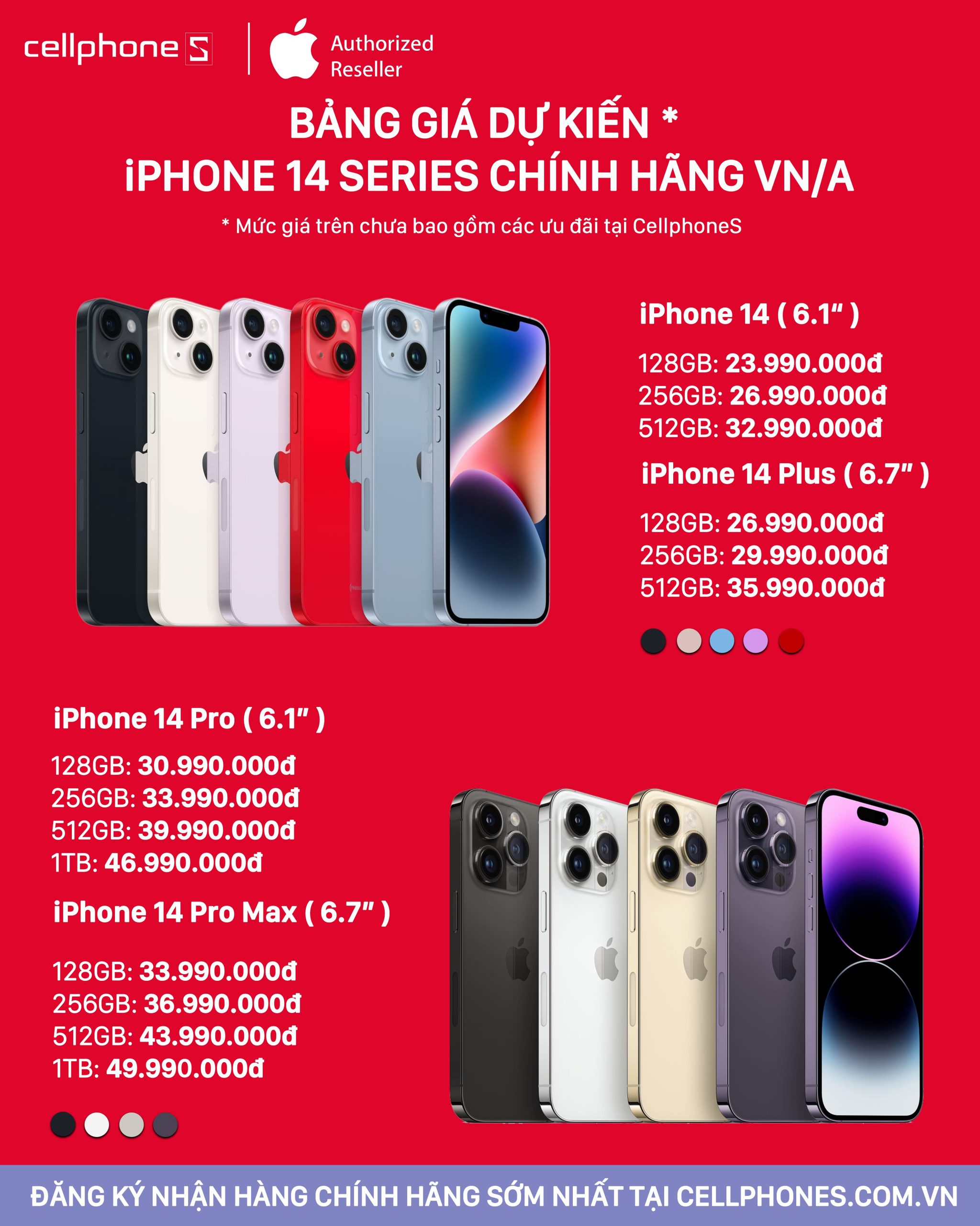CellphoneS công bố giá bán dự kiến của iPhone 14 series tại thị trường Việt Nam
