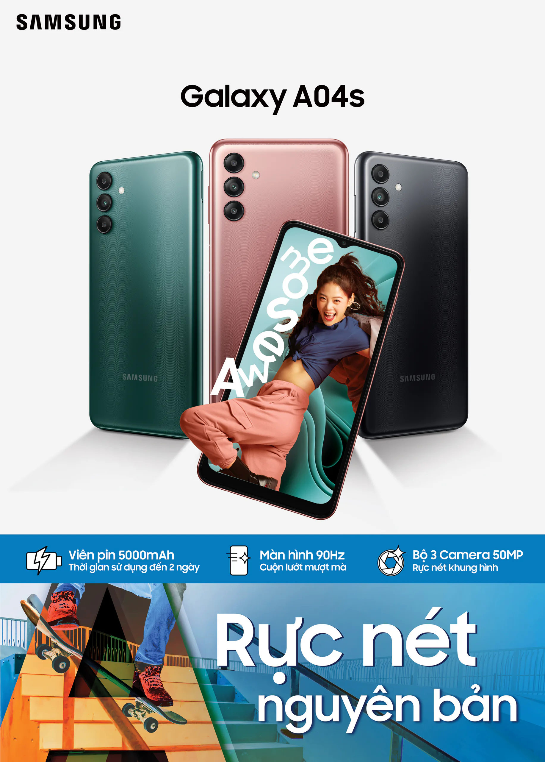 Samsung Galaxy A04s ra mắt: Màn hình 90Hz dẫn đầu phân khúc 4 triệu