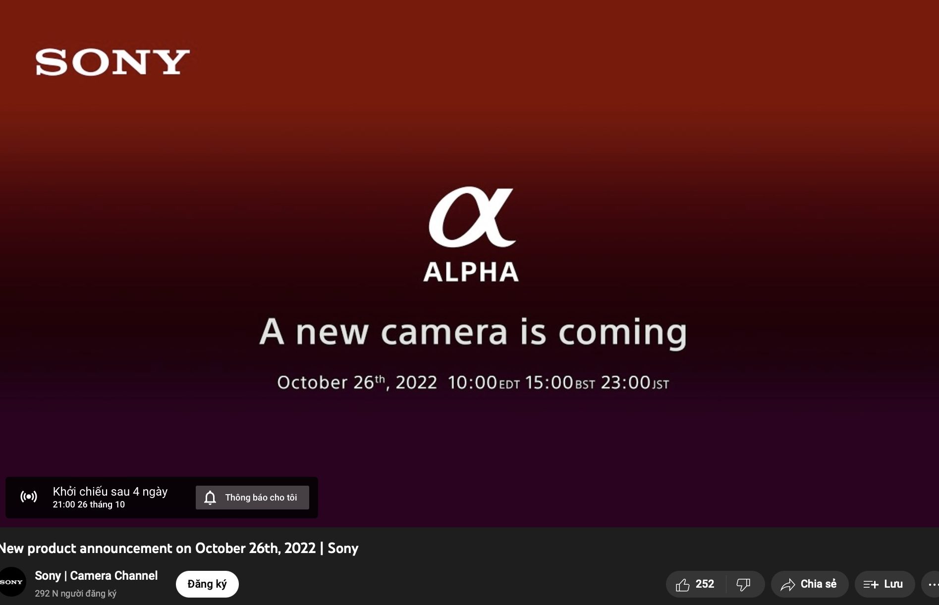 Máy ảnh Sony Alpha mới a7R V sẽ được ra mắt vào 26/10/2022