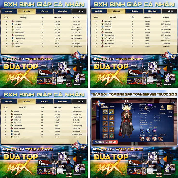 Võ Lâm Truyền Kỳ MAX - "Cơn mưa” quà vé xem World Cup 2022, iPhone 14, Samsung Galaxy Z Flip 4... đã có chủ