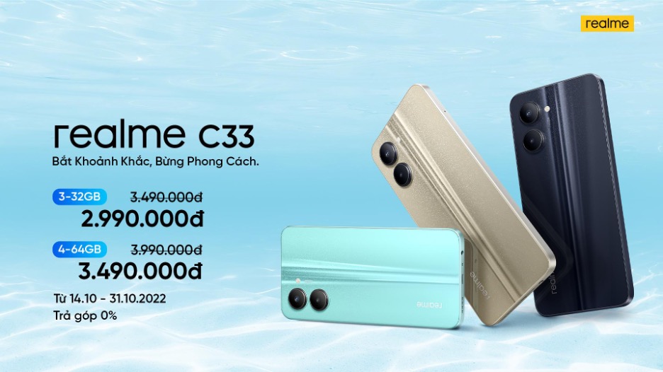 realme C33 ra mắt – Thiết kế Ánh Biển bắt mắt, camera 50MP, giá chưa đến 4 triệu đồng