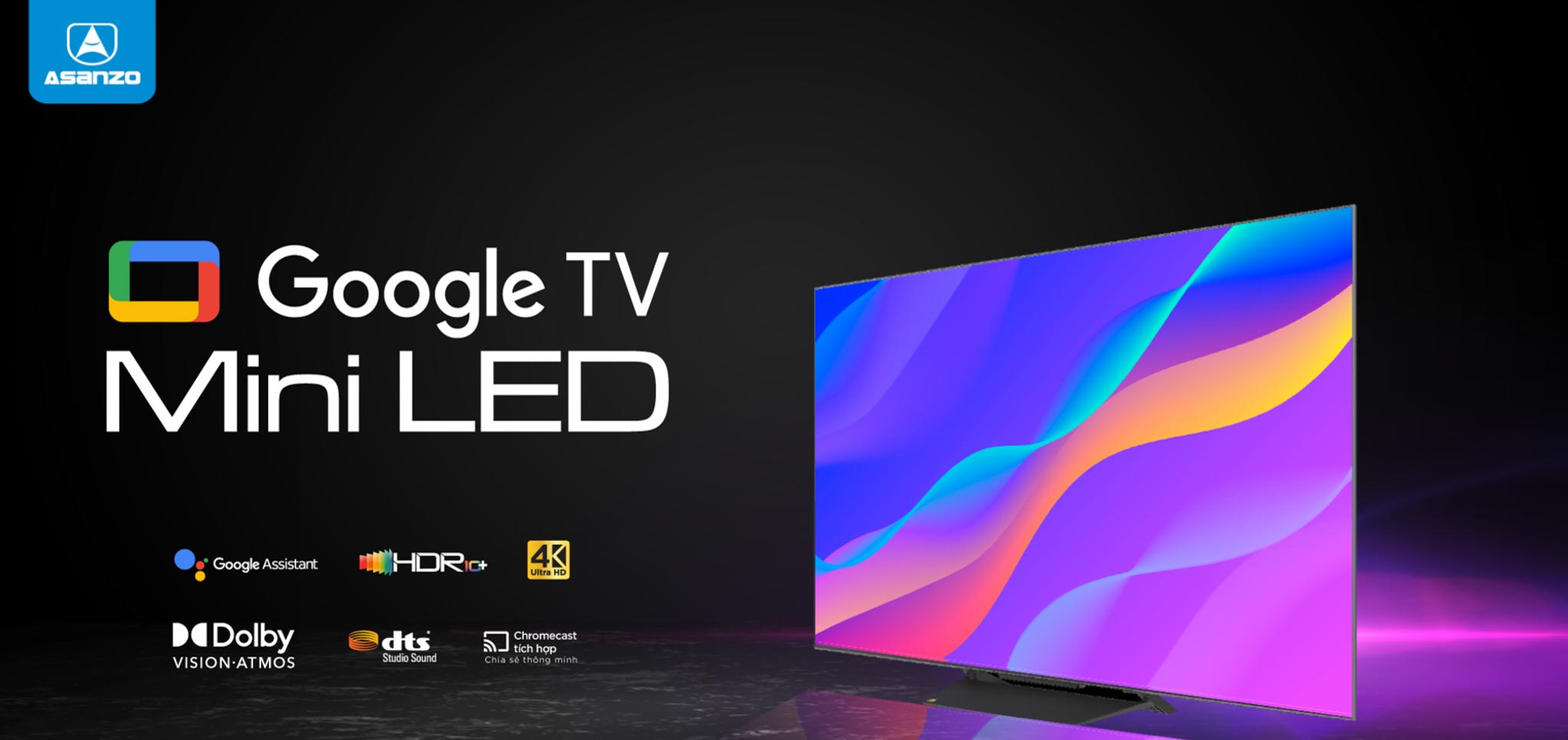 ASANZO ra mắt Google TV sở hữu công nghệ đèn nền Mini LED ấn tượng