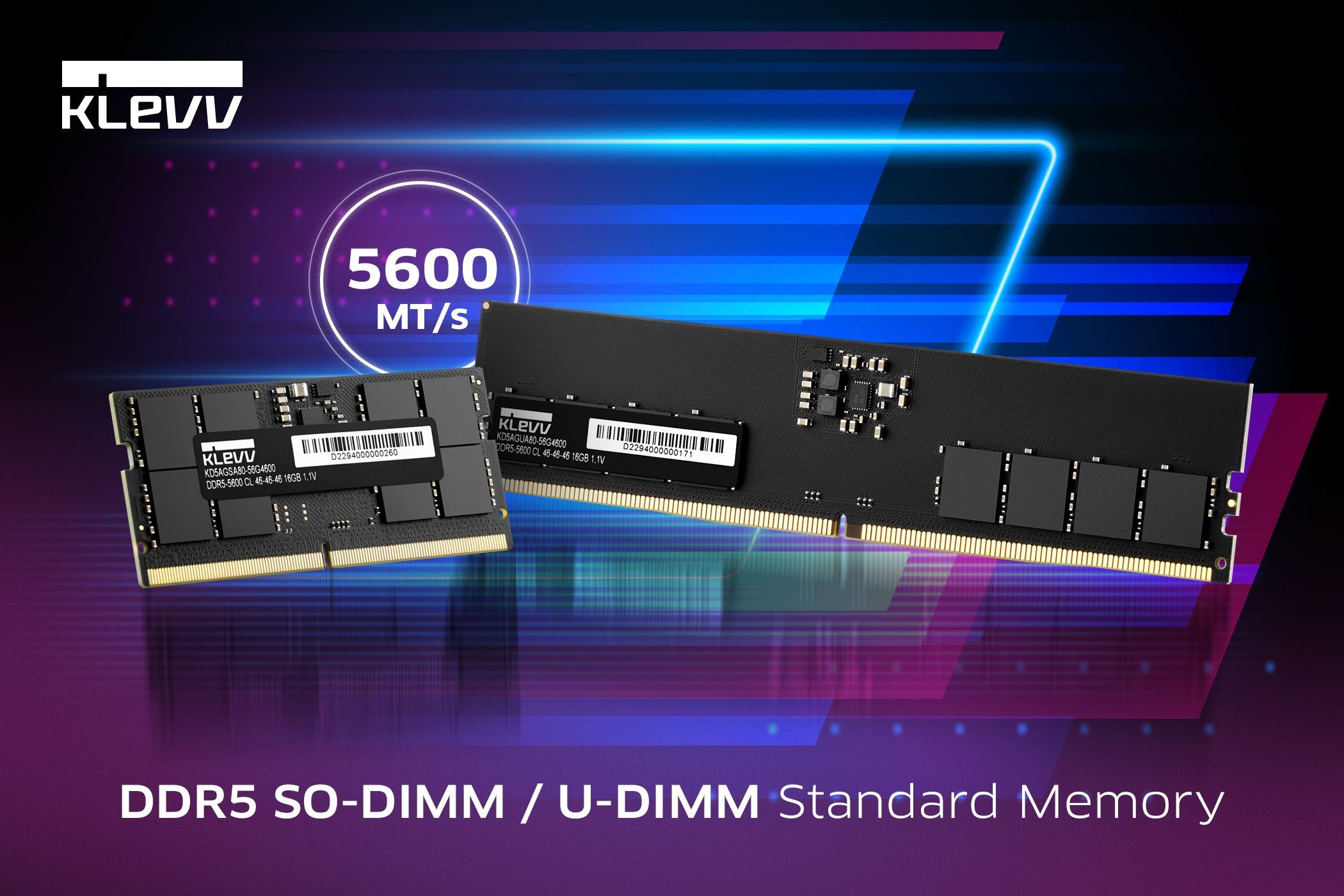 KLEVV cho ra mắt bộ nhớ 5600MT/s DDR5 tiêu chuẩn cho Desktop và Laptop