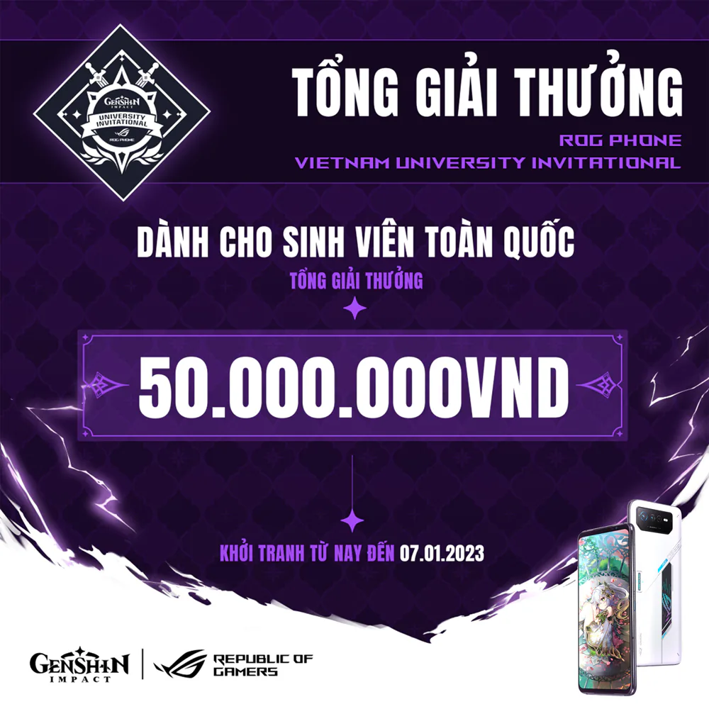 ASUS công bố giải đấu ROG Phone Vietnam University Invitational kết hợp cùng tựa game Genshin Impact