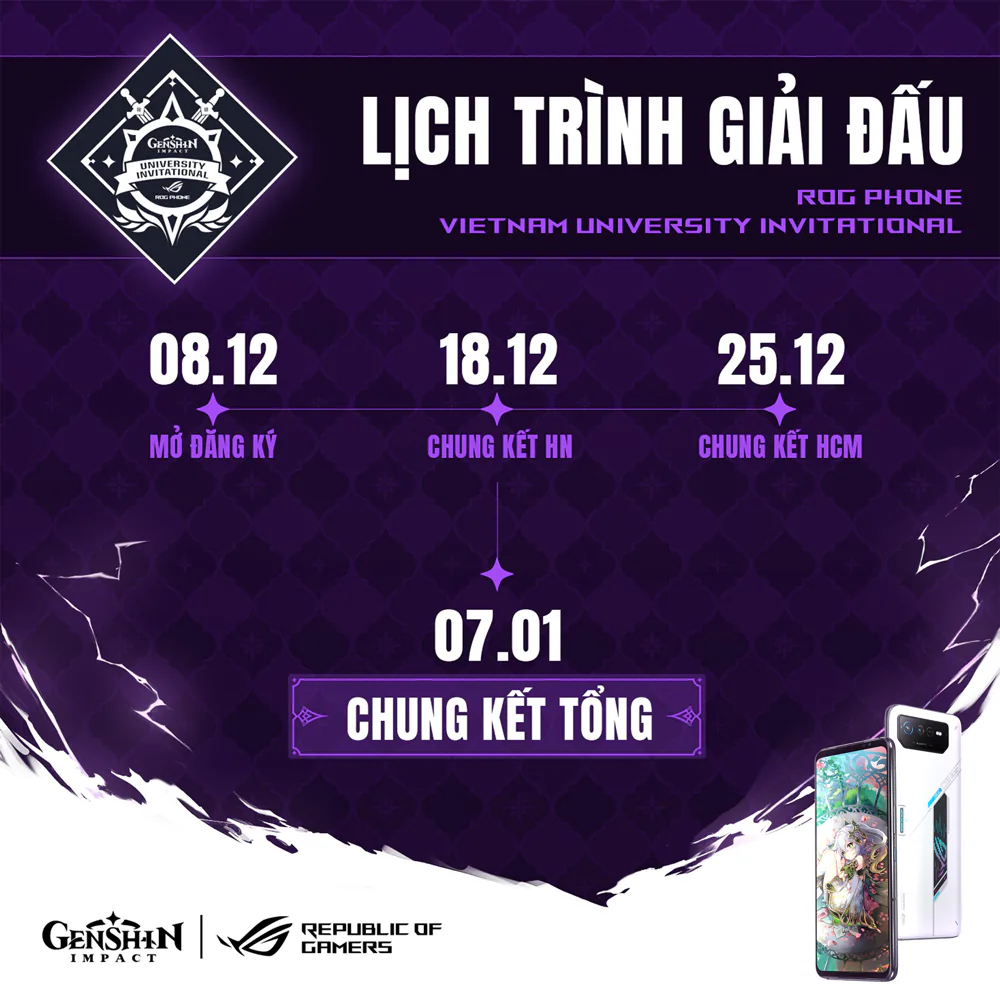 ASUS công bố giải đấu ROG Phone Vietnam University Invitational kết hợp cùng tựa game Genshin Impact