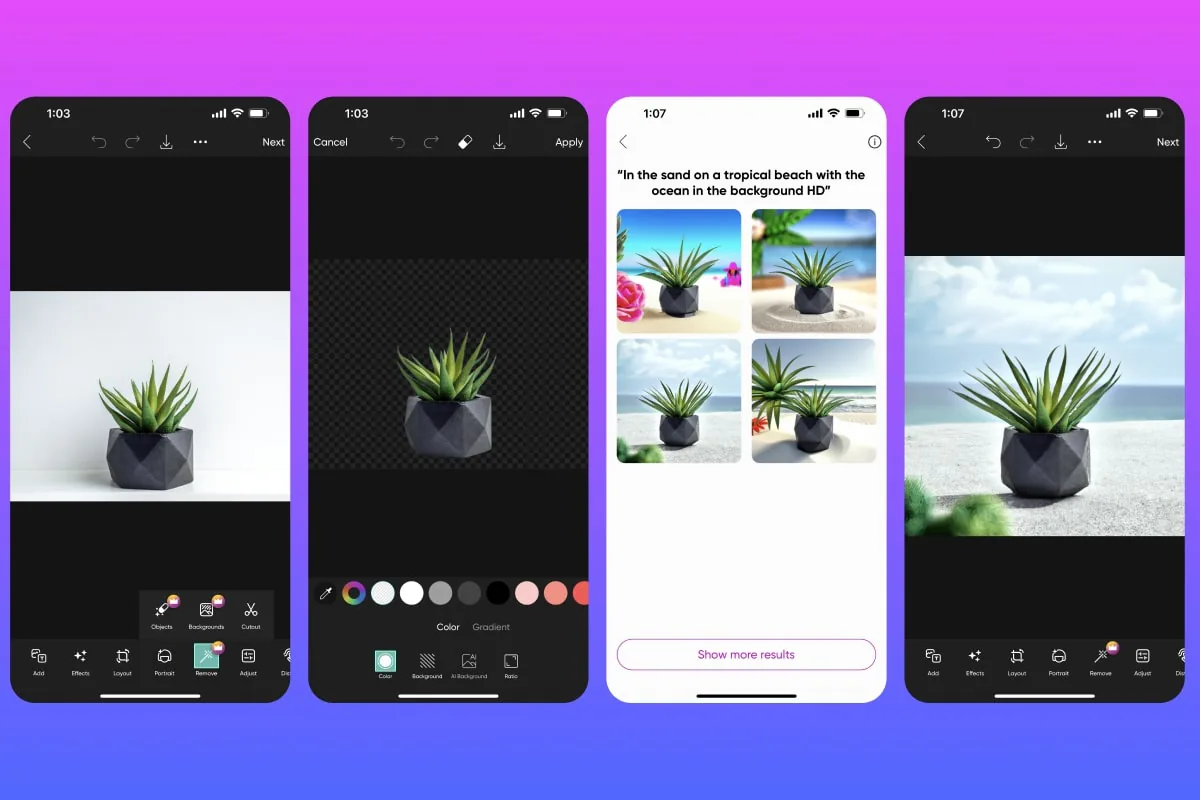AI Image Generator của ứng dụng Picsart giờ đã có thể thay thế vật thể và tạo ra nền ảnh