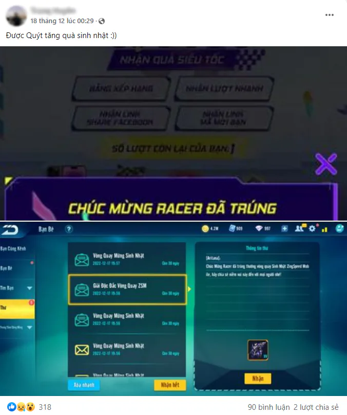 Muôn kiểu chúc sinh nhật từ game thủ ZingSpeed Mobile, cân trọn từ tài năng đến nhan sắc