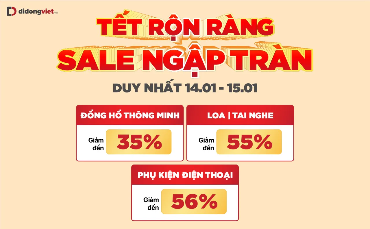 Hàng loạt điện thoại giảm hơn 12 triệu đồng, phụ kiện công nghệ giảm nửa giá dịp cận Tết