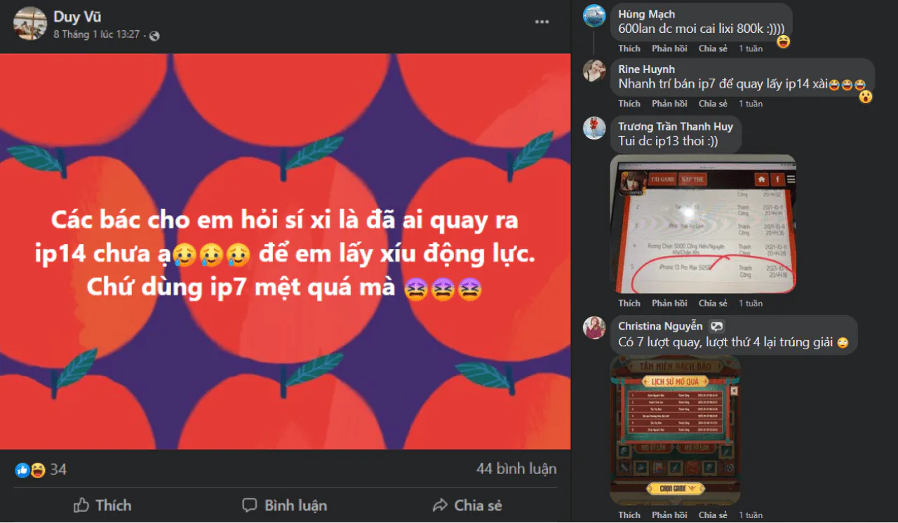 Thử thách nhân phẩm thành công: Đã có game thủ trúng iPhone 14 từ VLTK!