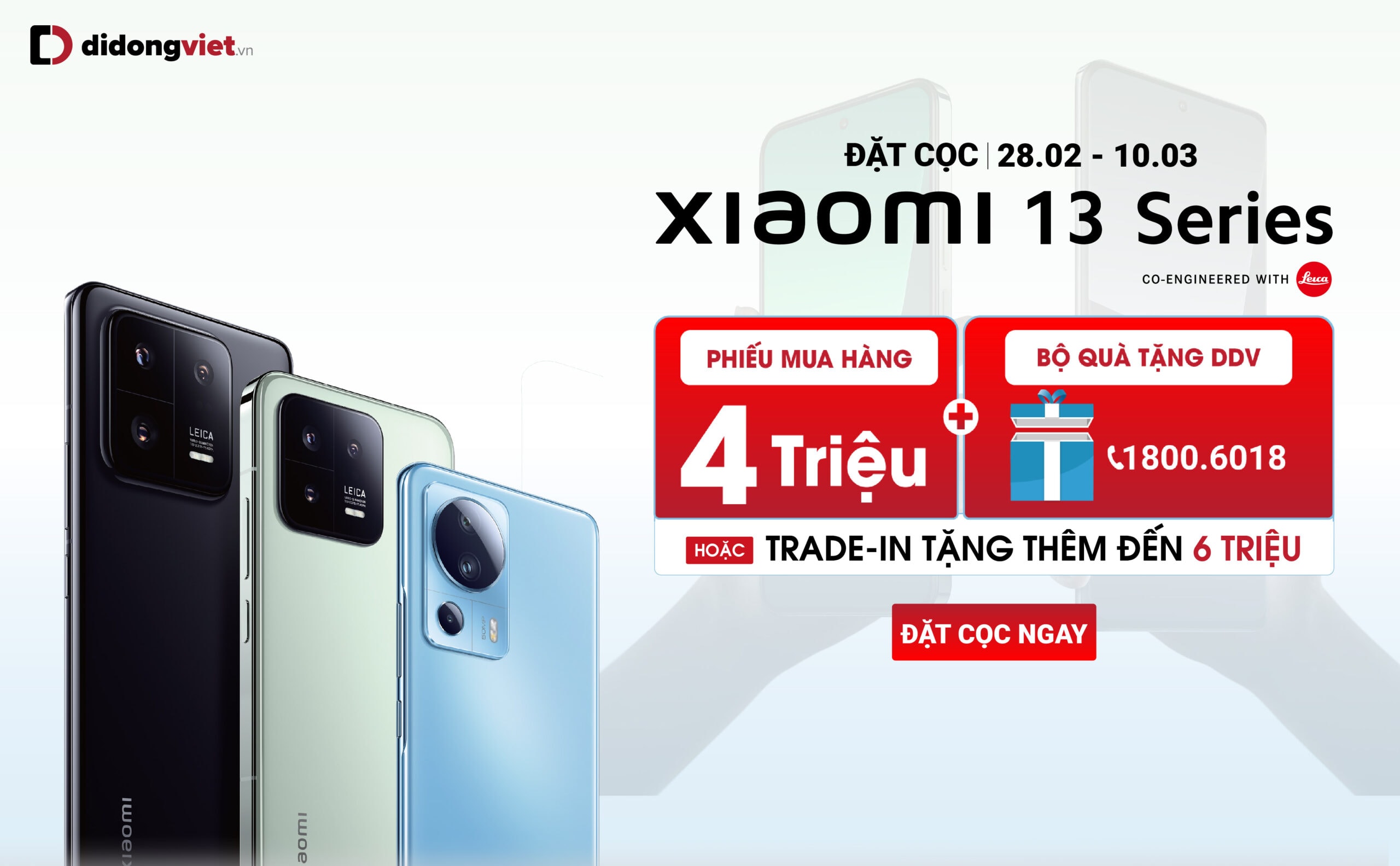 Di Động Việt nhận đặt trước Xiaomi 13 series từ 11.49 triệu đồng, kèm ưu đãi lên đến 6 triệu đồng