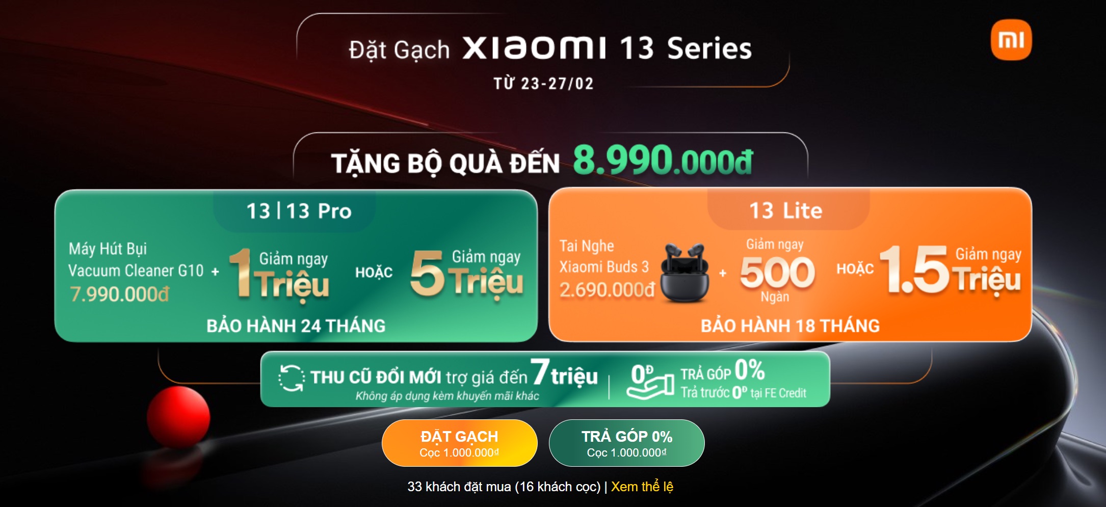 Thế Giới Di Động mở đặt trước Xiaomi 13 Series từ 22.99 triệu cùng ưu đãi đến 8.99 triệu đồng