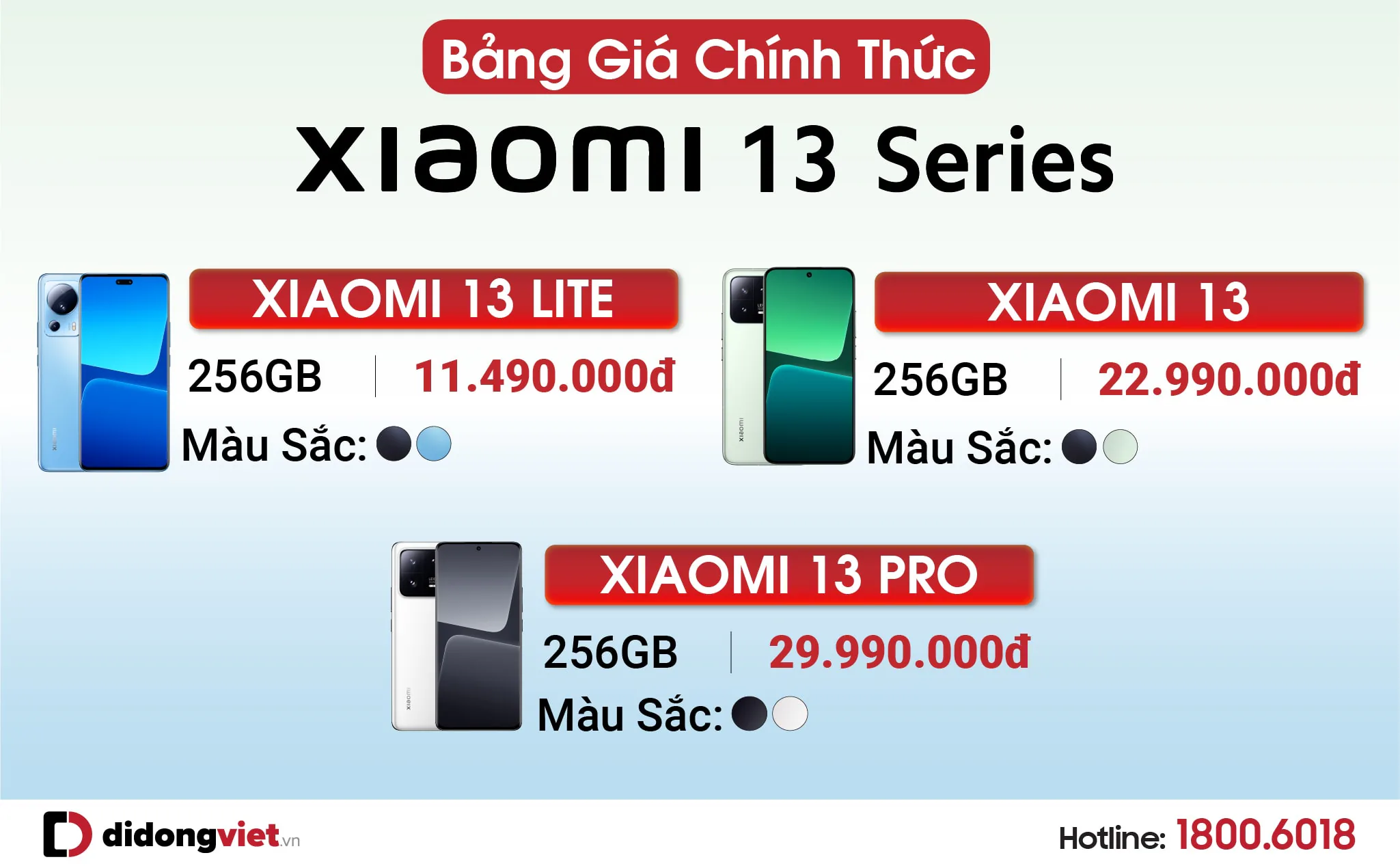 Di Động Việt nhận đặt trước Xiaomi 13 series từ 11.49 triệu đồng, kèm ưu đãi lên đến 6 triệu đồng