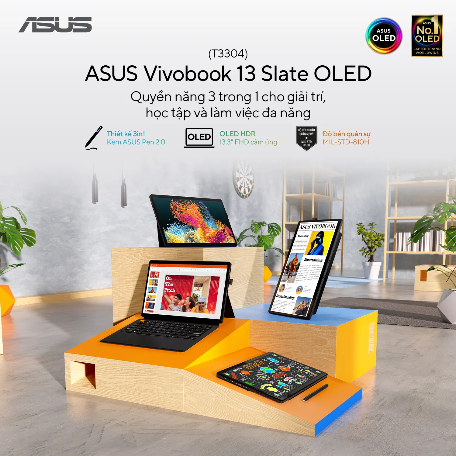 ASUS giới thiệu dòng VivoBook 13 Slate OLED (T3304)
