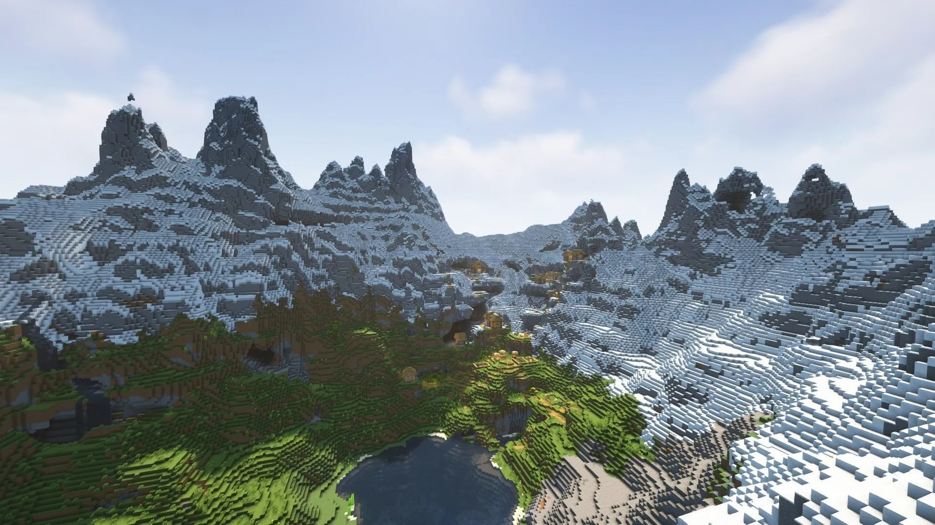 Top 5 mã seed trong game Minecraft tạo ra thế giới với những ngôi làng bên ngọn núi