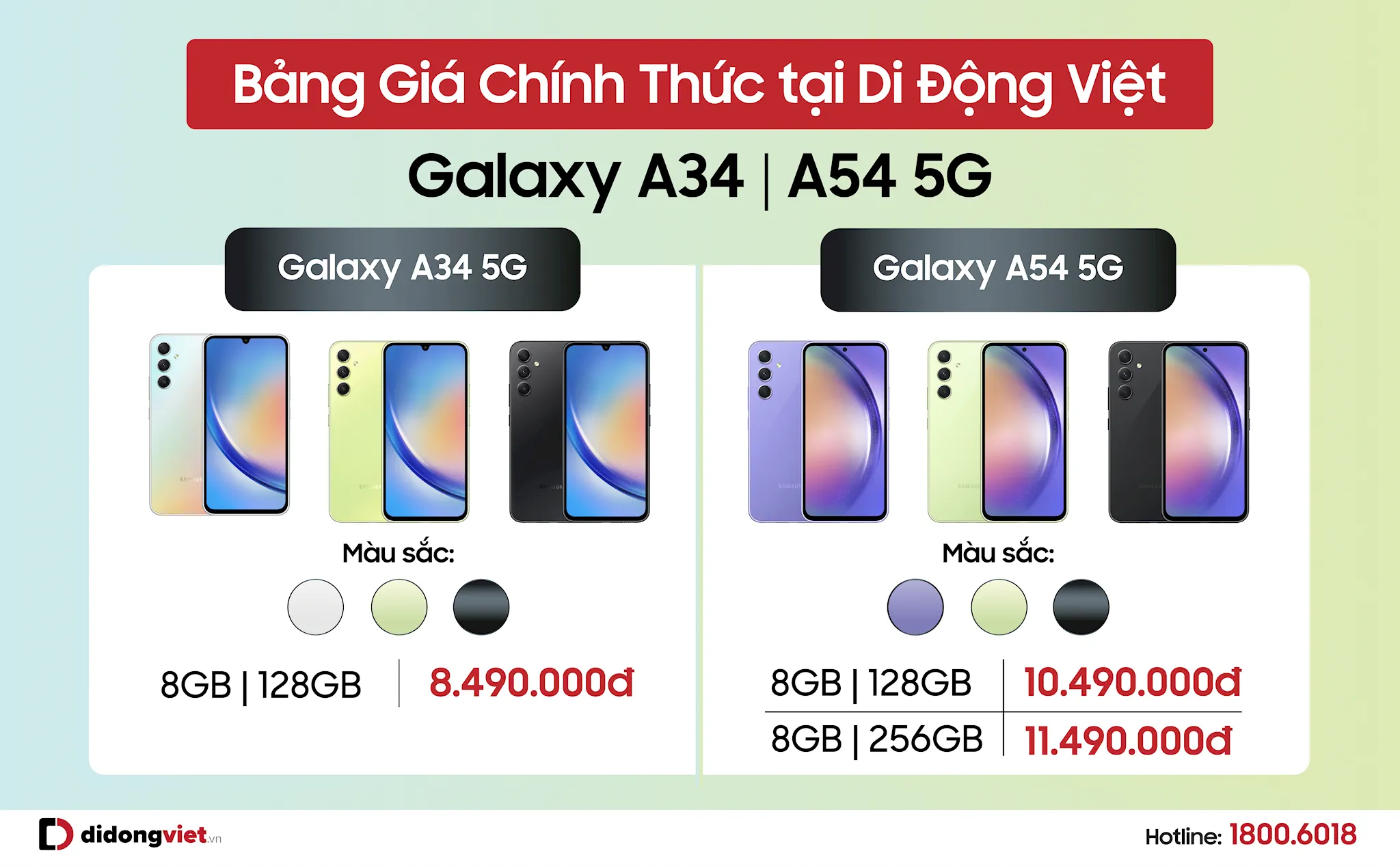 Di Động Việt nhận đặt trước Galaxy A34 và Galaxy A54 5G từ 8.49 triệu đồng, kèm ưu đãi hơn 4 triệu đồng