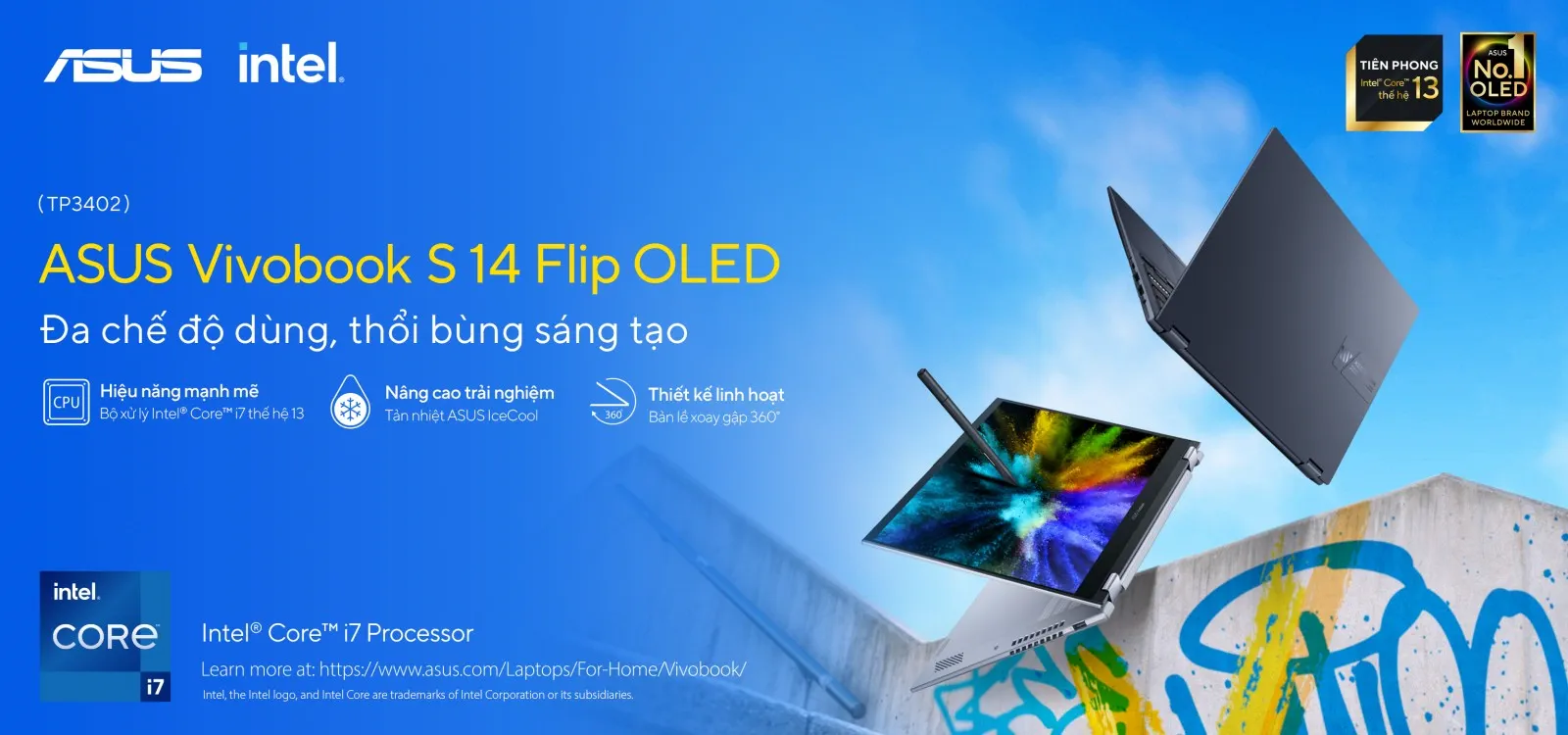 ASUS giới thiệu dải sản phẩm laptop OLED tiên phong trang bị bộ vi xử lý Intel Core thế hệ 13