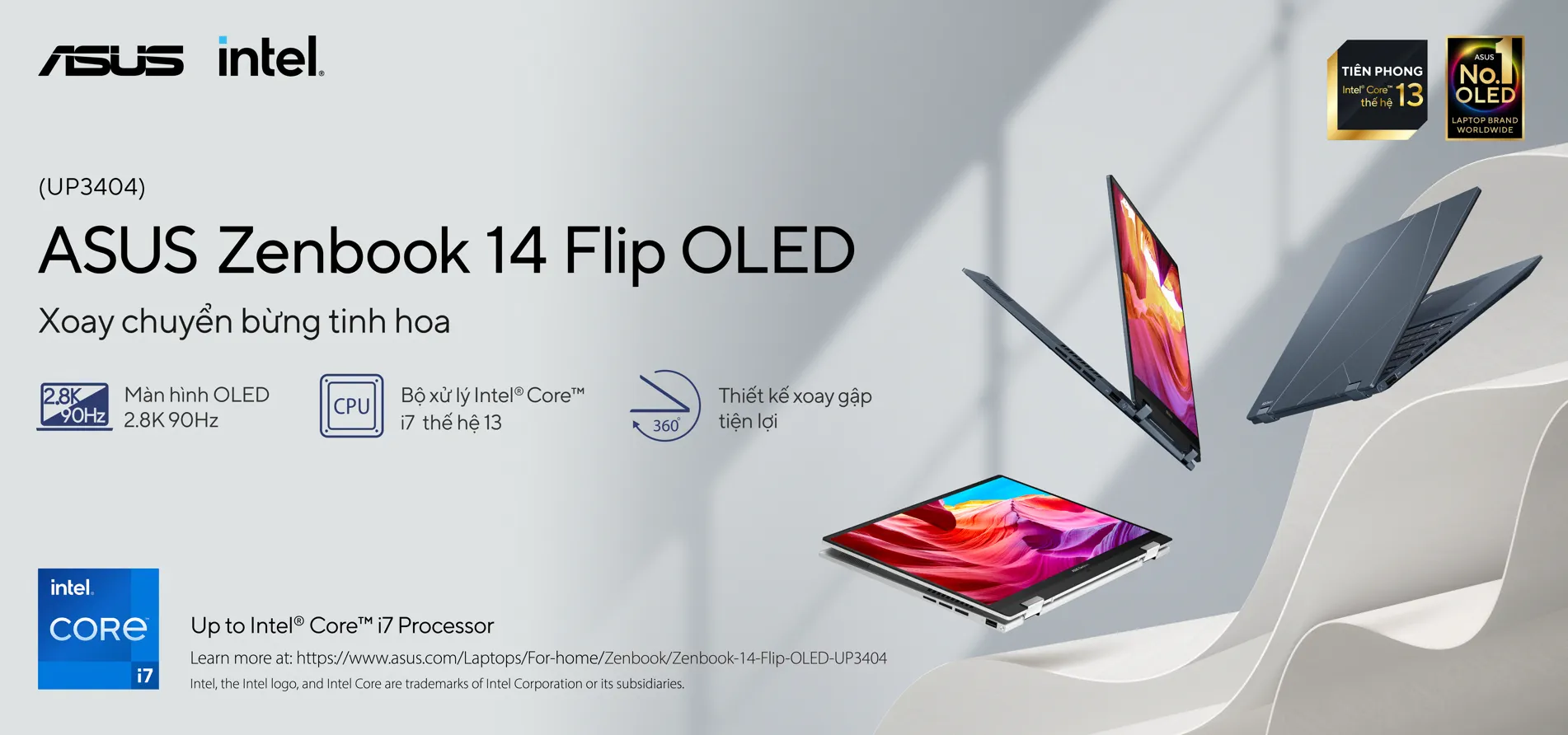 ASUS giới thiệu dải sản phẩm laptop OLED tiên phong trang bị bộ vi xử lý Intel Core thế hệ 13