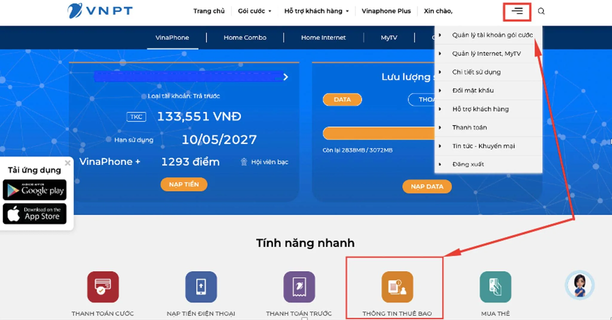 VinaPhone hướng dẫn chuẩn hóa thông tin thuê bao với CSDL Quốc Gia về Dân cư