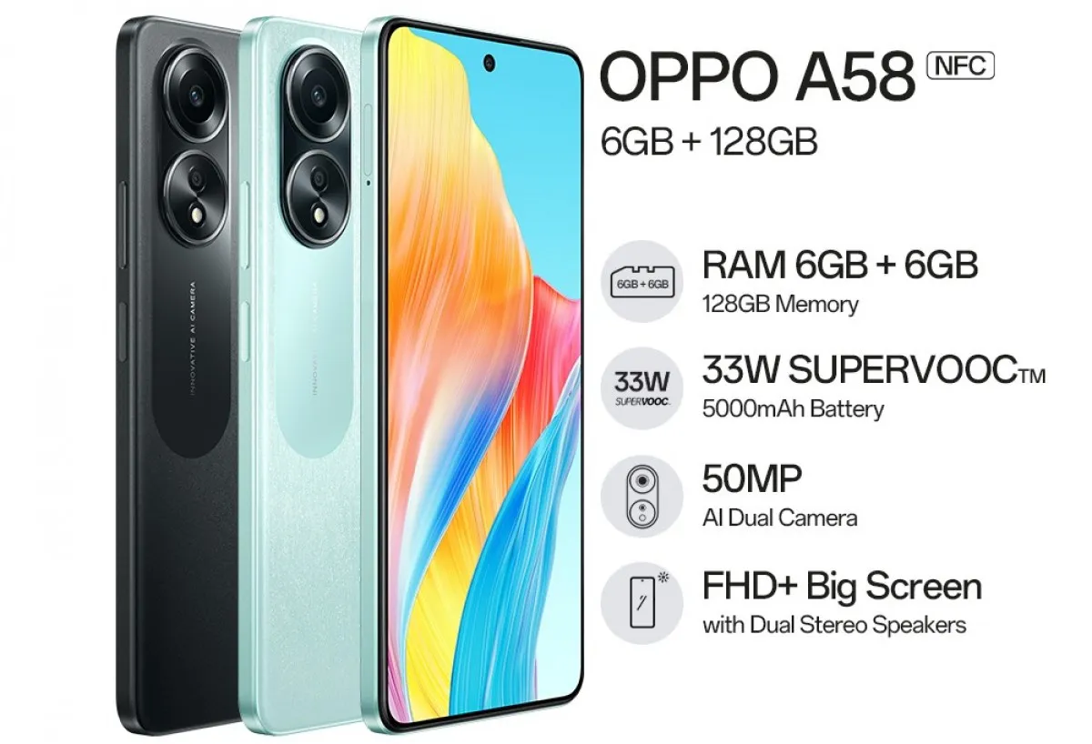 OPPO A58 4G ra mắt với màn hình lớn 6.72-inch FHD+