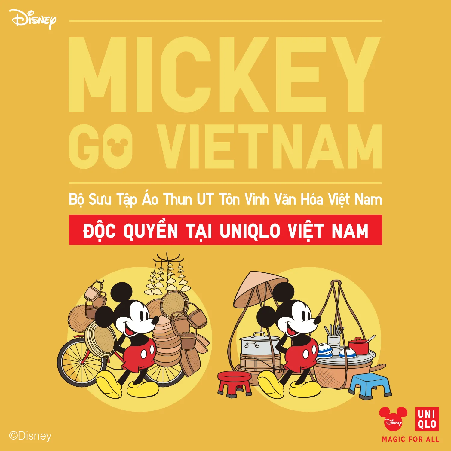 UNIQLO ra mắt bộ sưu tập độc quyền UT MICKEY GO VIETNAM từ 25/07, tôn vinh văn hóa Việt Nam