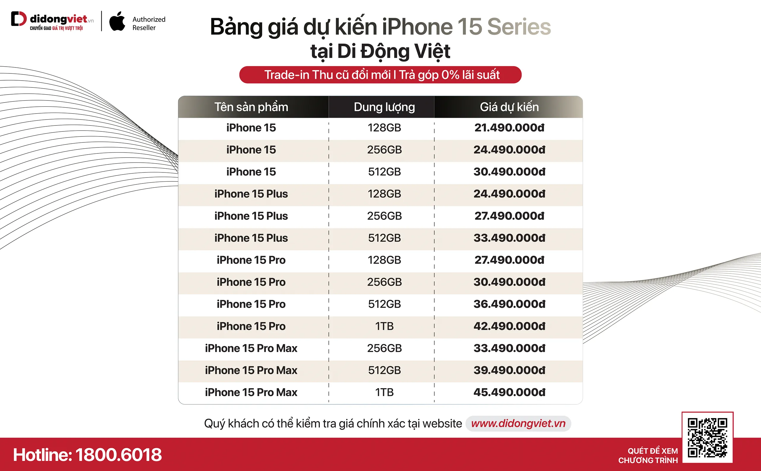 iPhone 15 series chính hãng tại Việt Nam giá dự kiến từ 21.49 triệu đồng, mở bán sớm hơn tại Di Động Việt