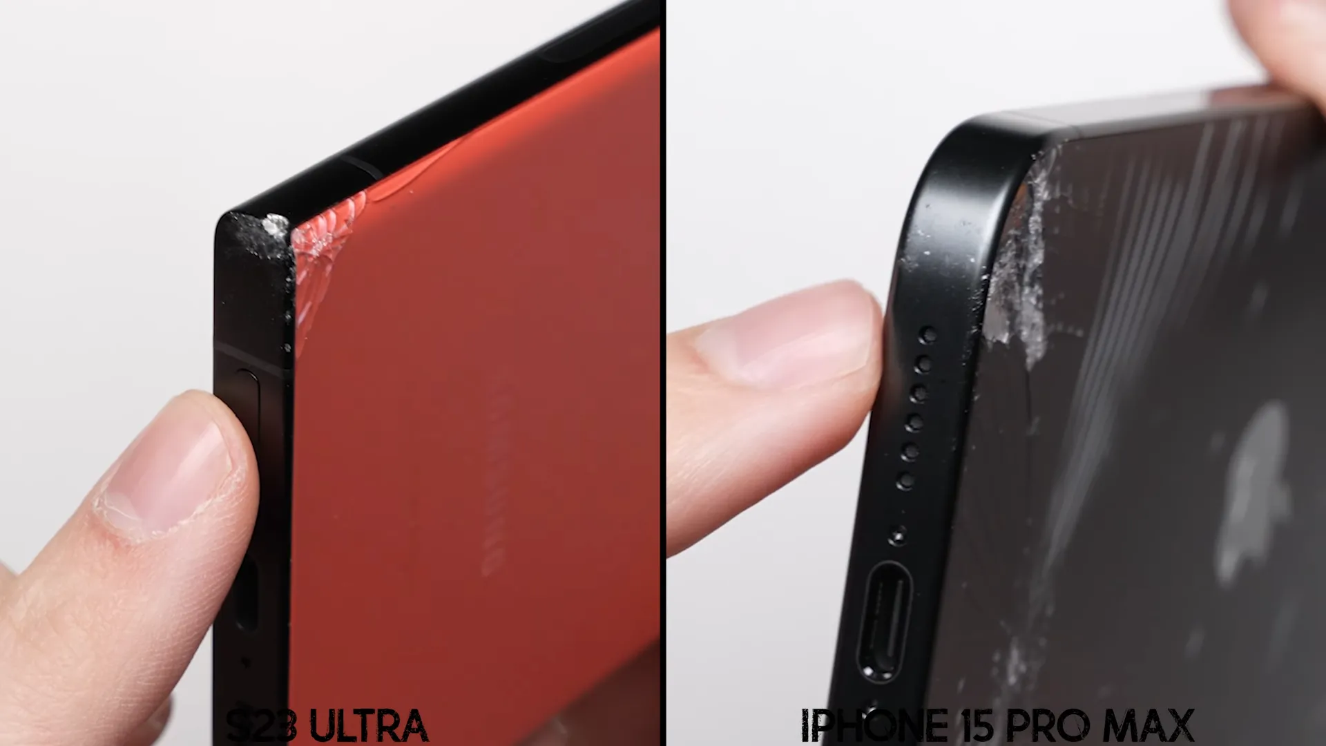 Galaxy S23 Ultra chiến thắng iPhone 15 Pro Max trong bài kiểm tra độ bền khi thả rơi hai thiết bị