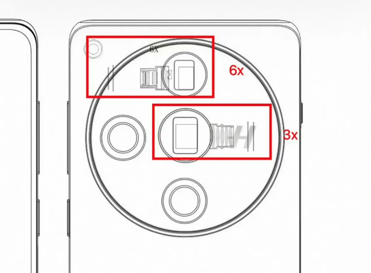 Ảnh phác thảo của OPPO Find X7 Pro cho thấy hệ thống hai camera tiềm vọng
