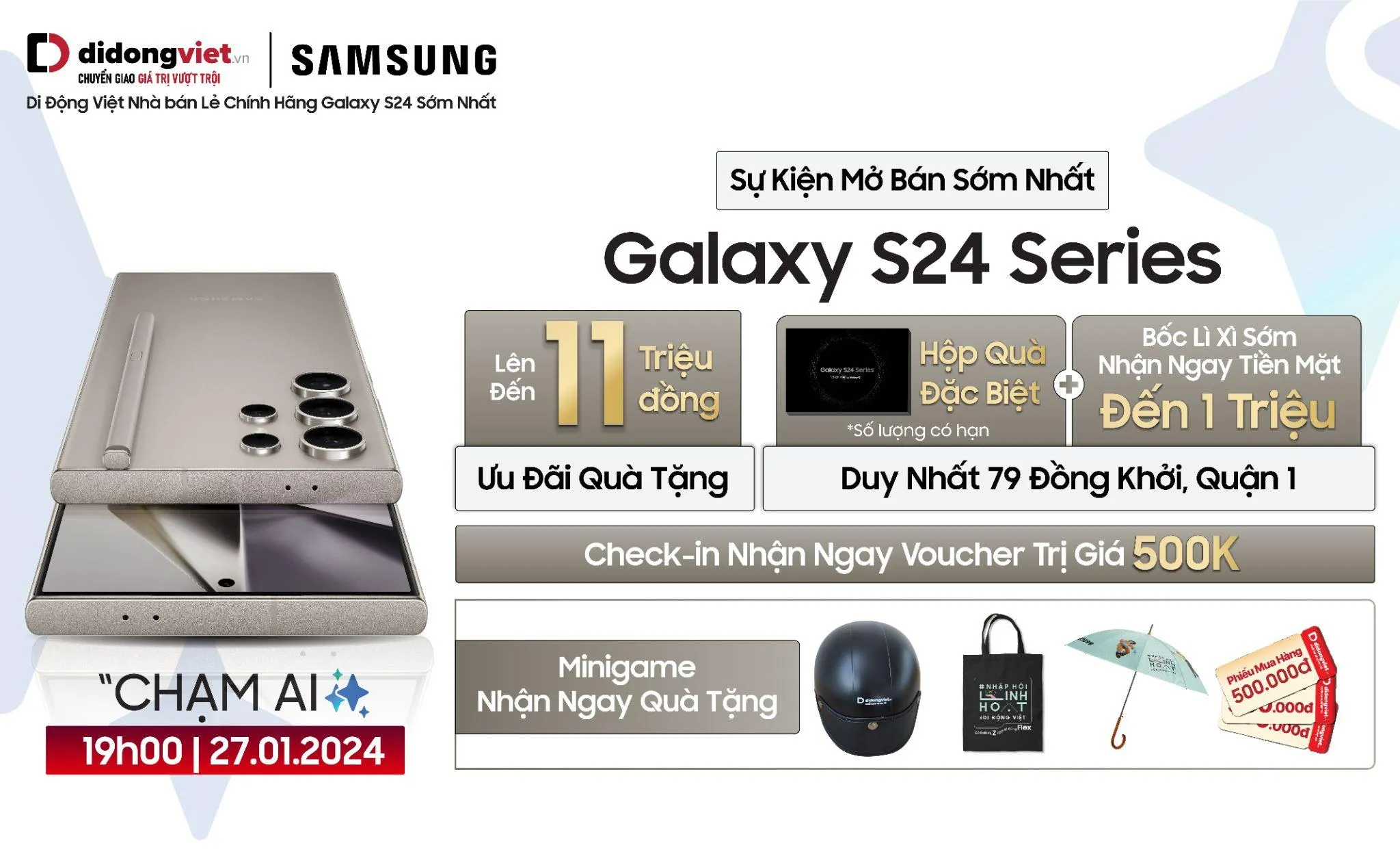 Di Động Việt mở bán sớm Galaxy S24 series trên toàn hệ thống, ưu đãi đến 11 triệu