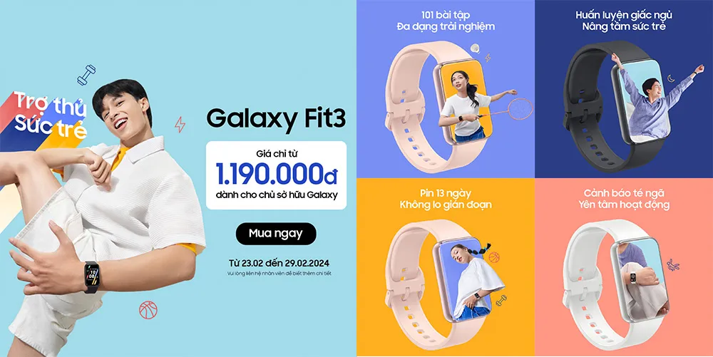 Galaxy Fit3 ra mắt tại Việt Nam, trợ thủ sức khỏe thông minh, giá bán 1,390,000 VND