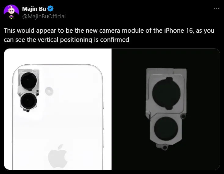 Lộ diện khung camera iPhone 16 với thiết kế đặt dọc
