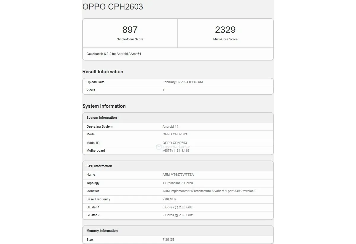 Lộ diện điểm số Geekbench và ảnh chính thức của OPPO Reno11 F