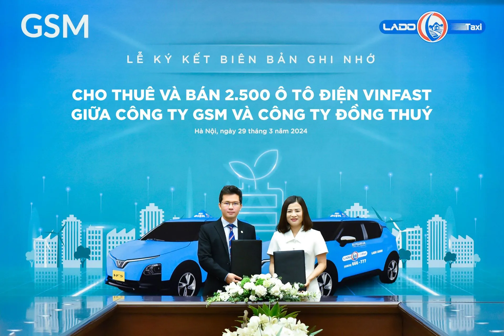 Lado Taxi mở rộng quy mô đội xe điện với thỏa thuận mua & thuê 2,500 xe VinFast từ GSM