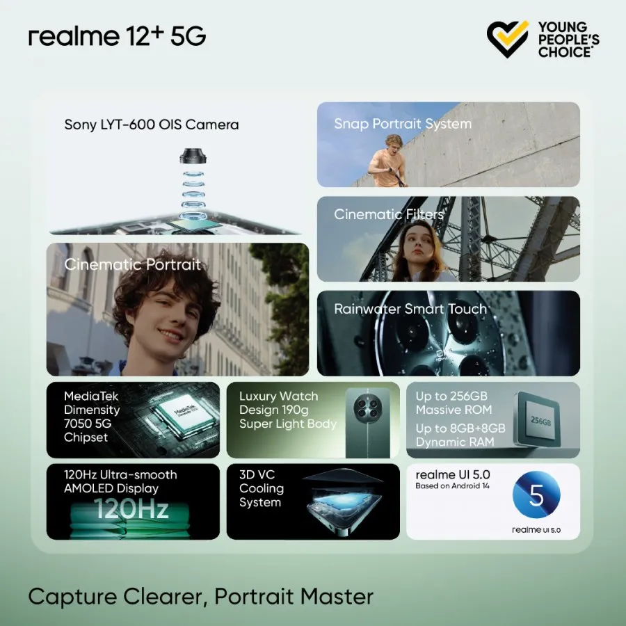 realme 12+ chính thức ra mắt với chip Dimensity 7050 và màn hình AMOLED 120Hz