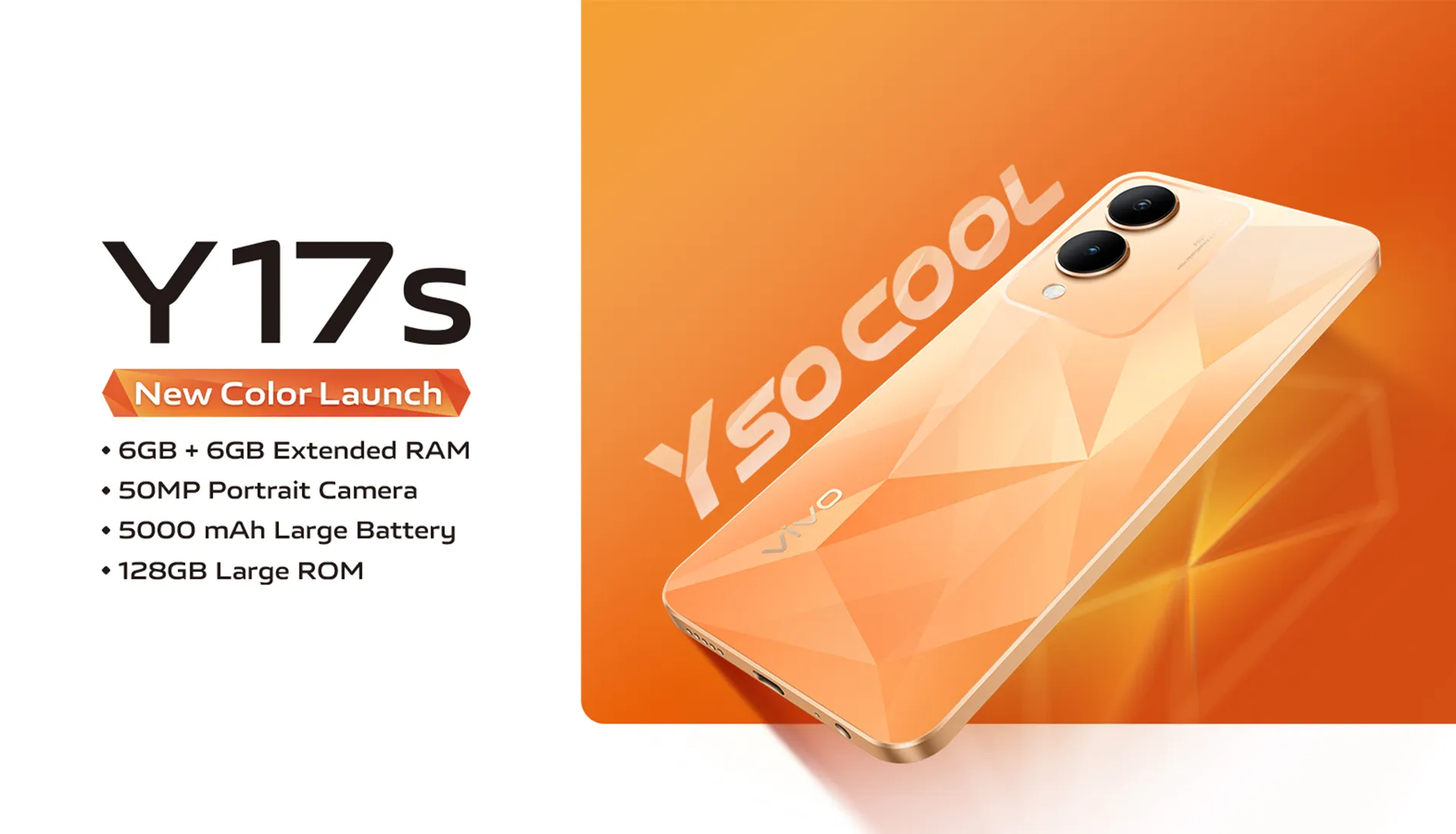 Lộ diện vivo Y17s Diamond Orange với màu cam rực rỡ, được nâng cấp thêm RAM và sẽ bán ra tại Ấn Độ