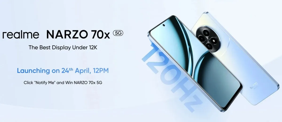 realme Narzo 70x 5G sẽ được ra mắt vào ngày 24/4 sắp tới