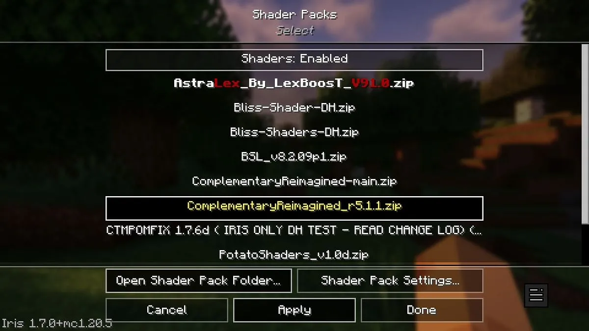 Cách sử dụng shader trong Minecraft 1.20.5