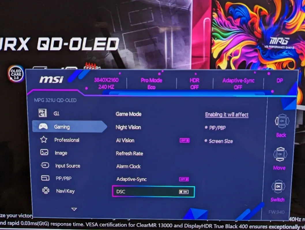 MSI nâng cấp màn hình QD-OLED với firmware mới: Cải thiện hiệu suất, thêm nhiều tính năng