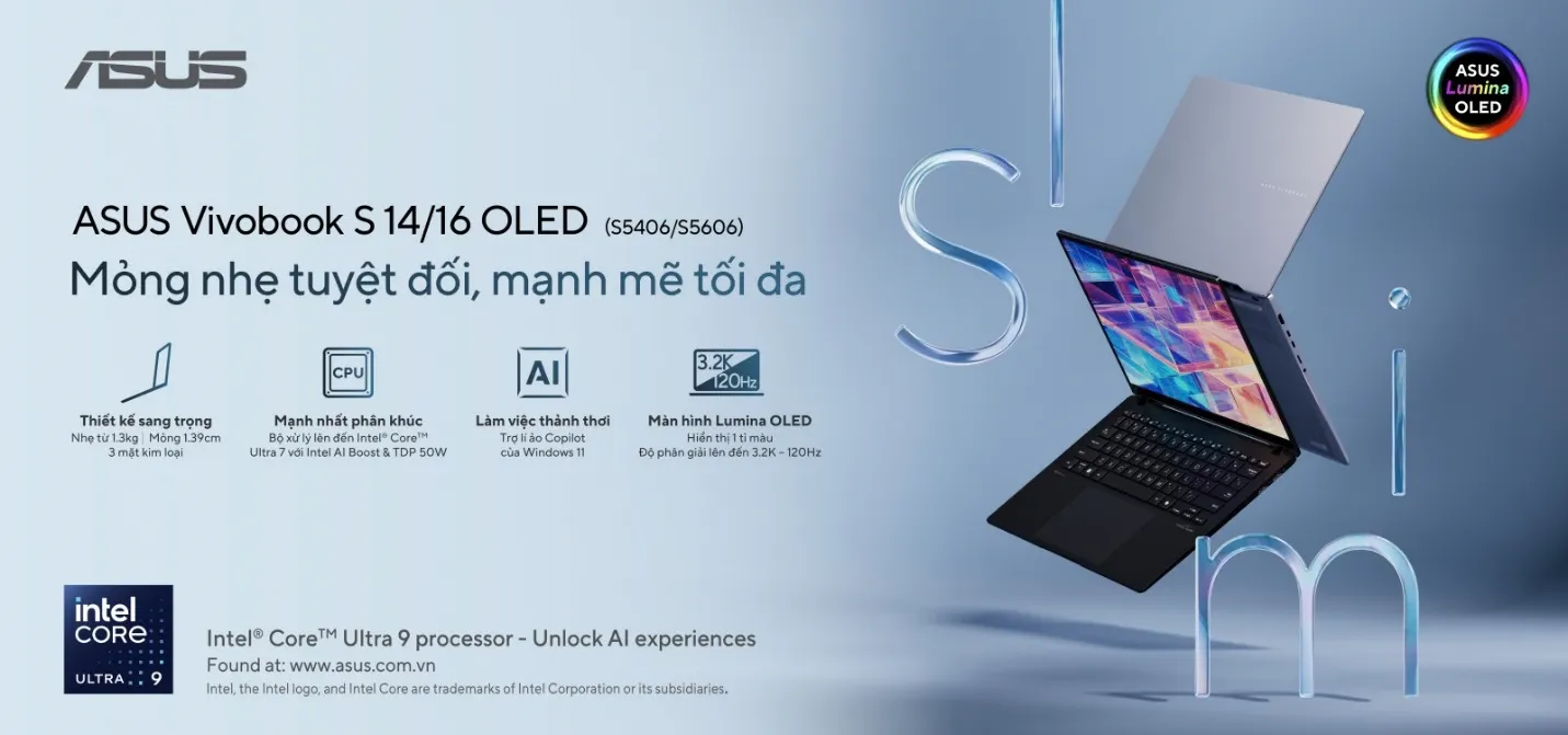 Vivobook S 14/16 OLED: Nâng tầm trải nghiệm di động với màn hình OLED, chip AI