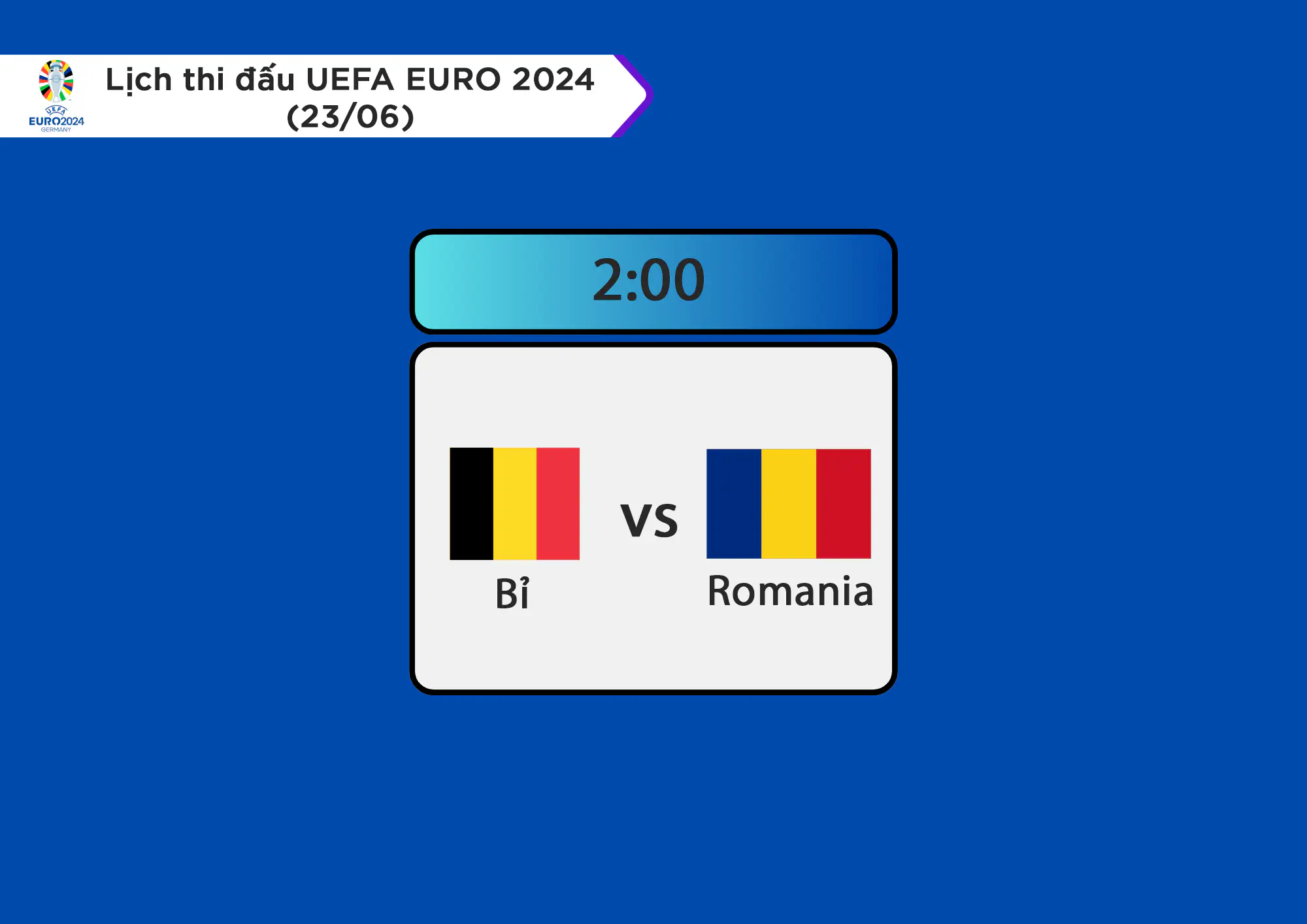 Lịch thi đấu UEFA EURO 2024 ngày 23/06