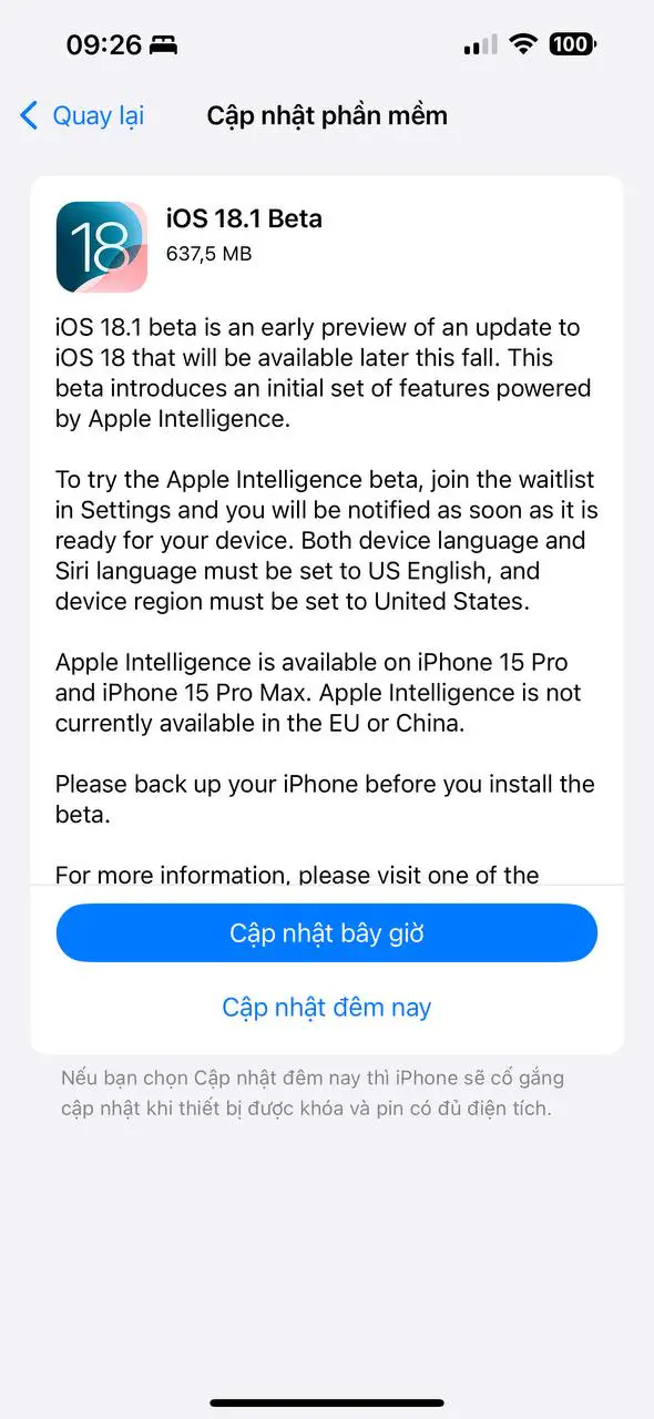 Apple Intelligence đã có thể dùng thử trong bản beta cho các nhà phát triển của iOS 18.1, iPadOS 18.1 và macOS Sequoia