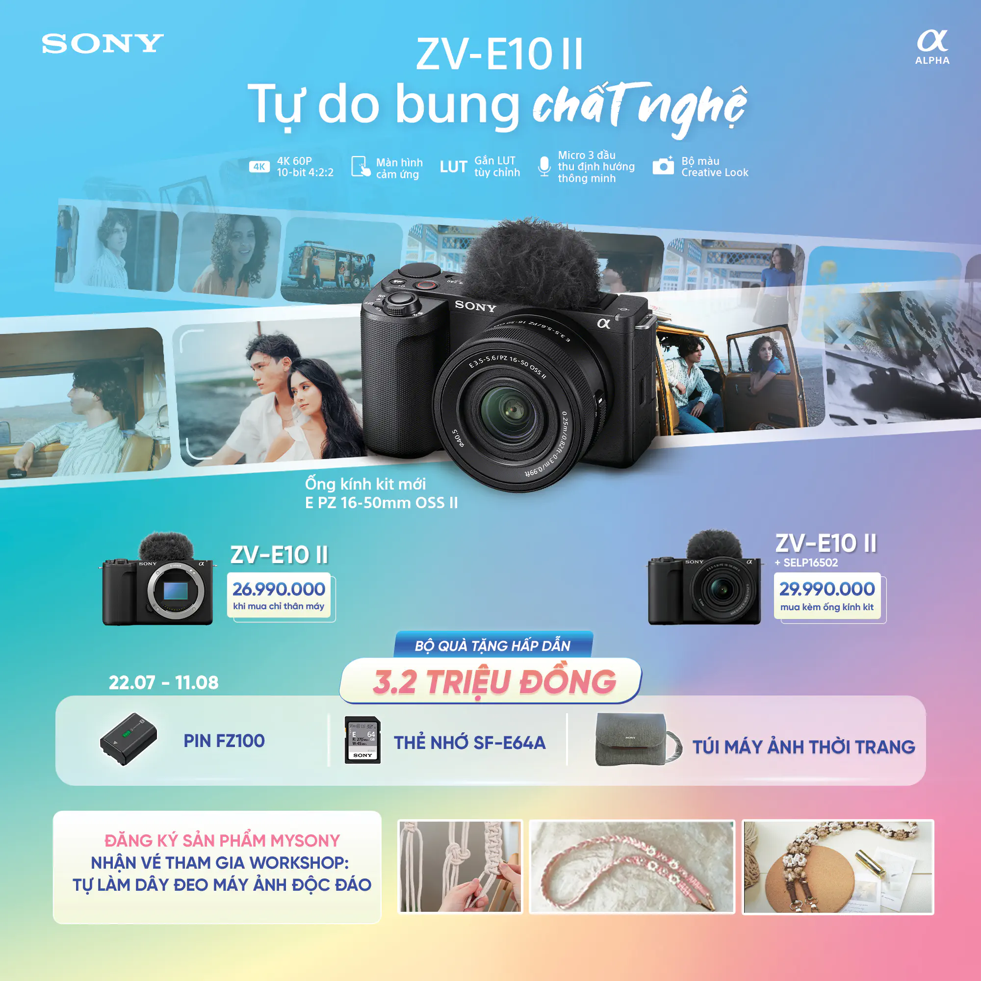 Sony ra mắt máy ảnh vlog ZV-E10 II kèm ống kit E PZ 16-50mm F3.5-5.6 OSS II tại Việt Nam