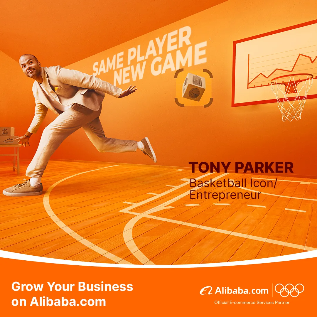 Tuyển thủ Olympic với bốn lần vô địch NBA, Tony Parker, được chọn làm gương mặt đại diện của Alibaba.com cho chiến dịch Olympic Paris 2024
