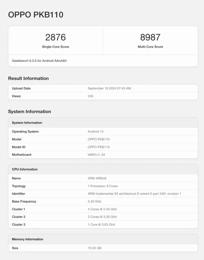 OPPO Find X8 lộ diện điểm Geekbench với Dimensity 9400