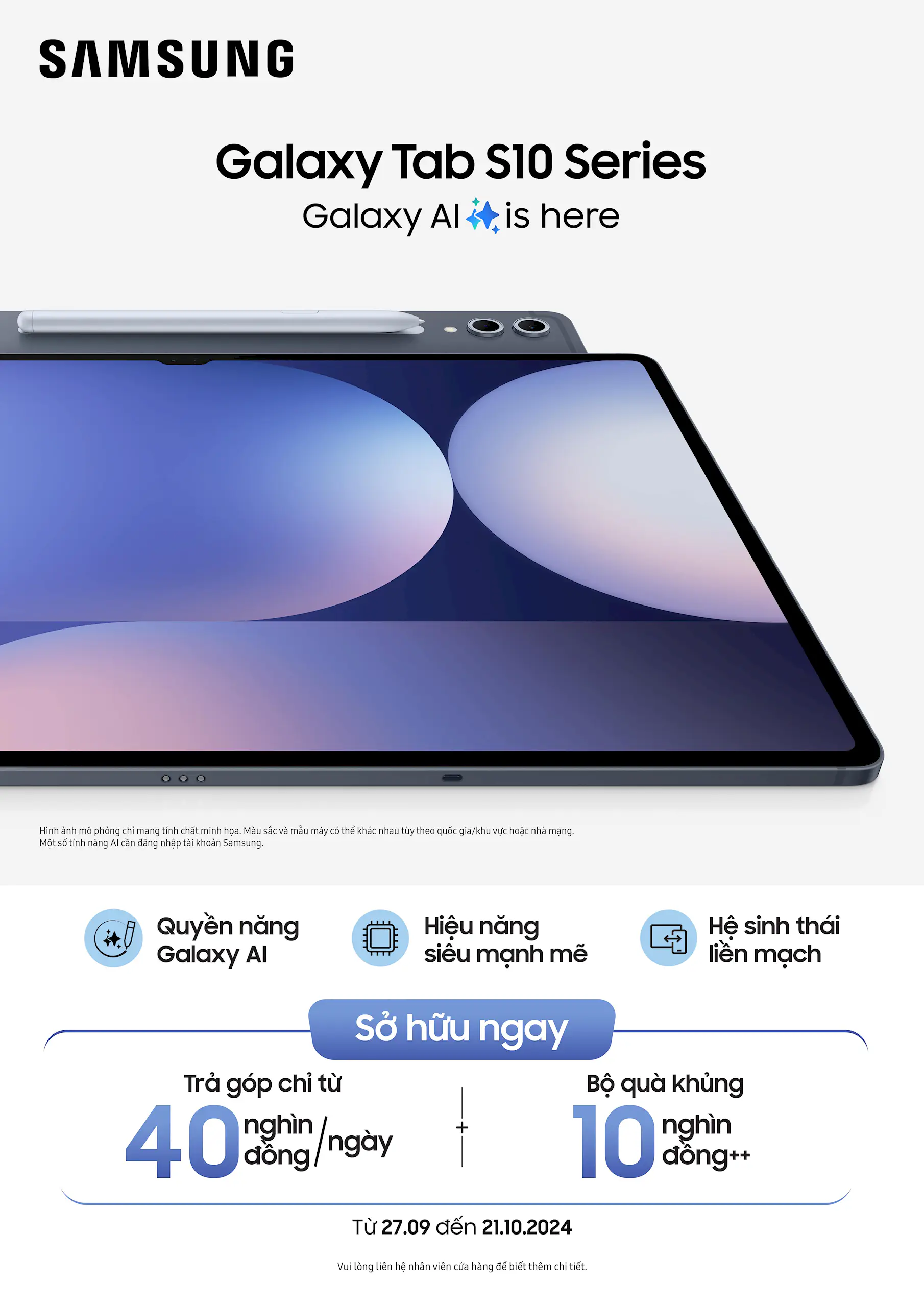 Samsung ra mắt Galaxy Tab S10 series: Nâng cấp AI, camera và hiệu năng mạnh mẽ